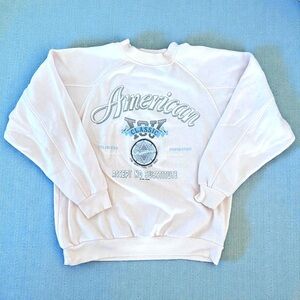 VTG 1992 American IOU Embroidery & Puff Print Logo Crewneck Sweatshirt Women’s L
